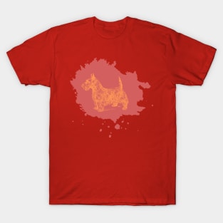 Terracotta Orange Scottie Dog Splash T-Shirt